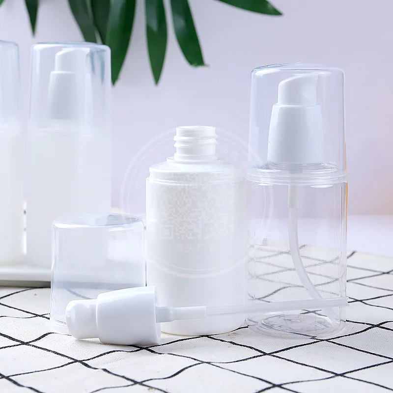 100ml high density polyethylene (HDPE) white plastic emulsion bottle and transparent lid cosmetic bottle 3.38oz plastic