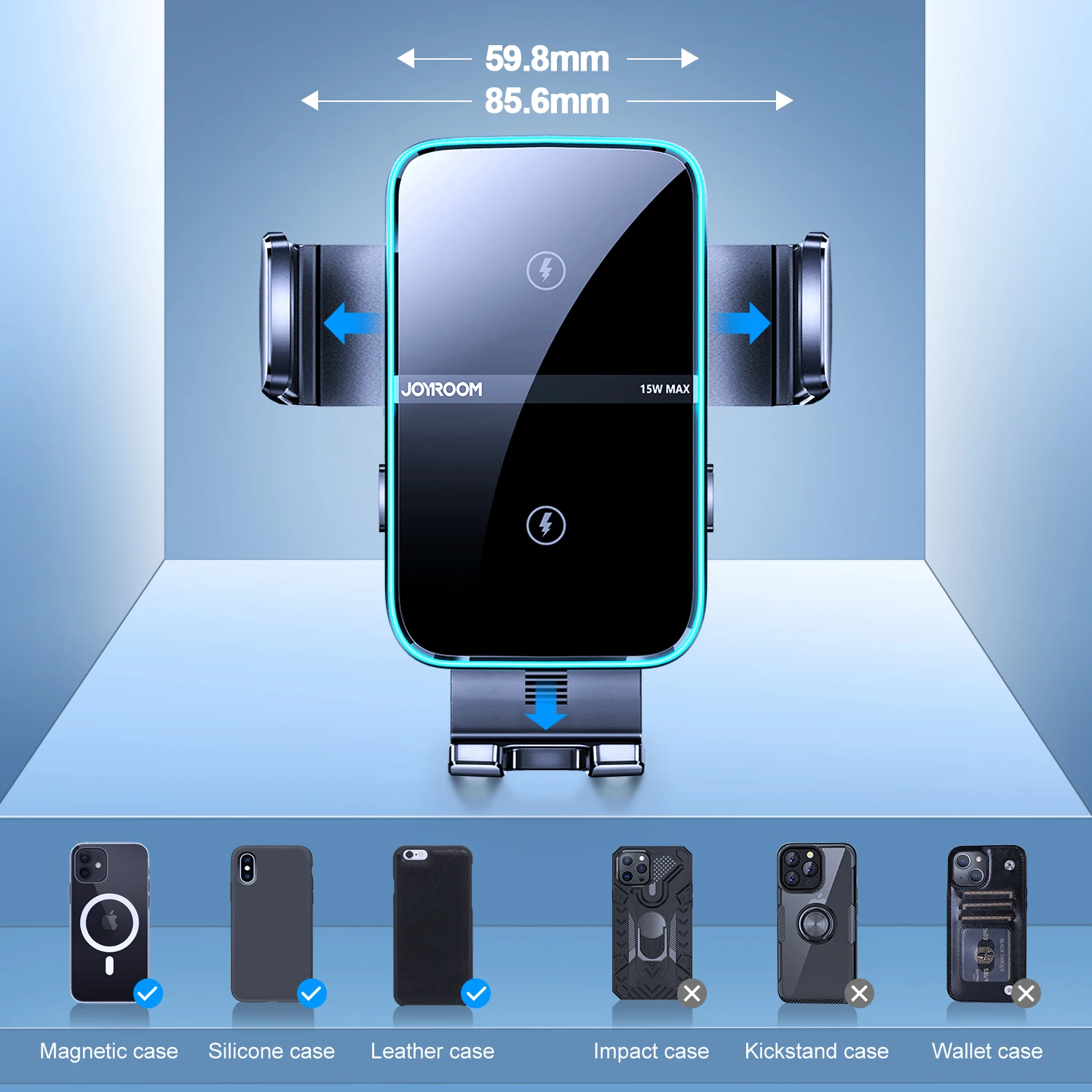 Joyroom двойная катушка 15 Вт Быстрая зарядка беспроводное автомобильное зарядное устройство Держатель для Samsung складной с CE FCC QI