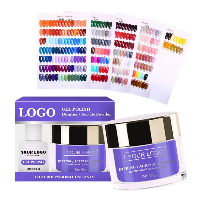 Nail art designs gel polish and dipping powder set 3 in 1 color acrylic nail powder