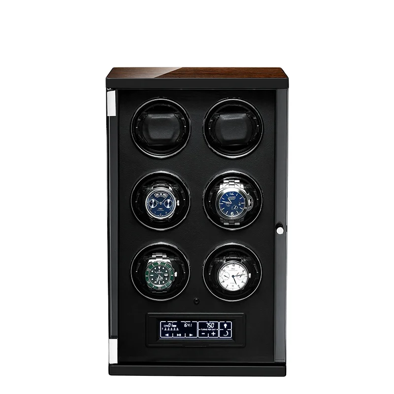 Luxury black watch box Automatic winding High-end gifts Storage Box 6 watches winder LED Display