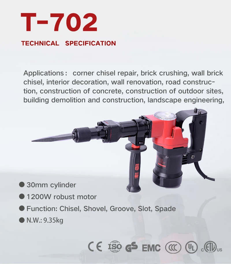 Building Tools Electric Demolition Jack Hammer Drill T-702 breaker machine