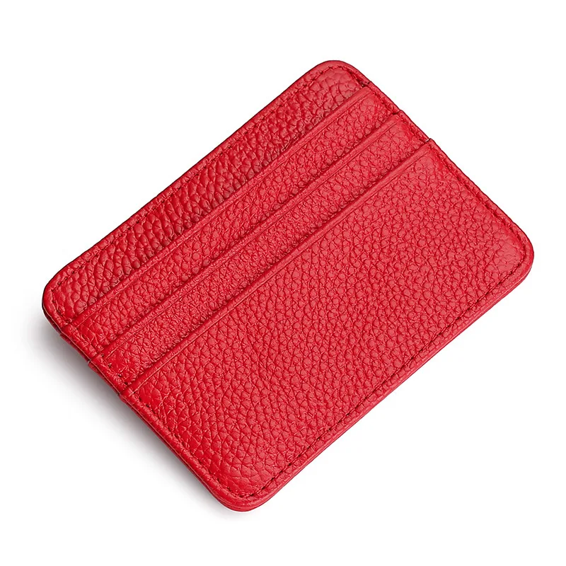 Custom Logo Trading Card Sleeves Bus Id Card Holder Genuine Leather Credit Cards Holder