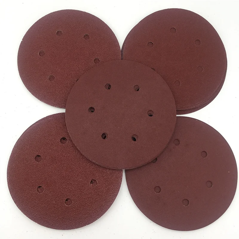 Hot Sales 6inch 150mm Aluminium Oxide Hook and Loop Round Sanding Disc Velcro Disc Sandpaper Disc for Wood Multi Holes