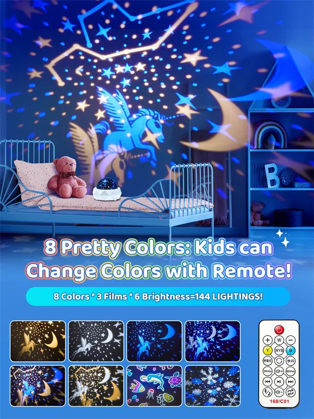 Wholesale OEM Manufacturer OneFire Night Light for Kids 12 Music 3 Films Rechargeable Kids Night Lights for Bedroom Decor