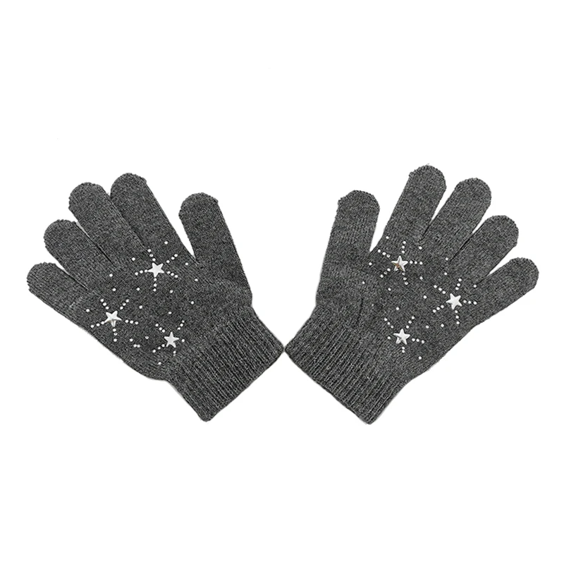 magic glove Winter fashion kids knitted magic gloves with star and strass