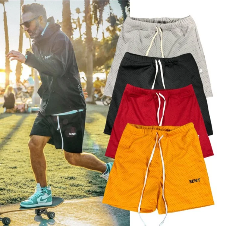 Finch garment summer thin breathable sports running half pants mens loose drawstring mesh basketball shorts