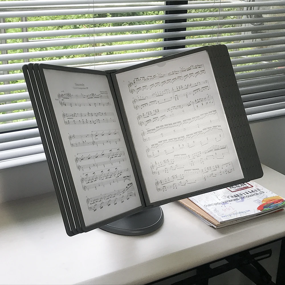 Rotatable A4 File Display Rack Adjustable Tabletop Plastic File Presentation Folder Rack for Office & Home