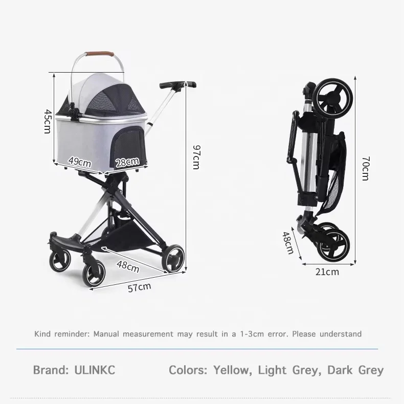 Outdoor light aluminum alloy pet trolley separate dog trolley small and medium-sized dog cat trolley with custom
