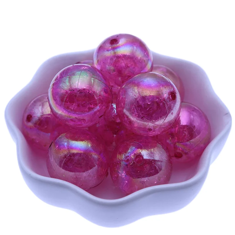 Promotional DIY Bubblegum Gumball Chunky Round Mixed Color AB Acrylic Cracked Beads for Bulk Necklace Making