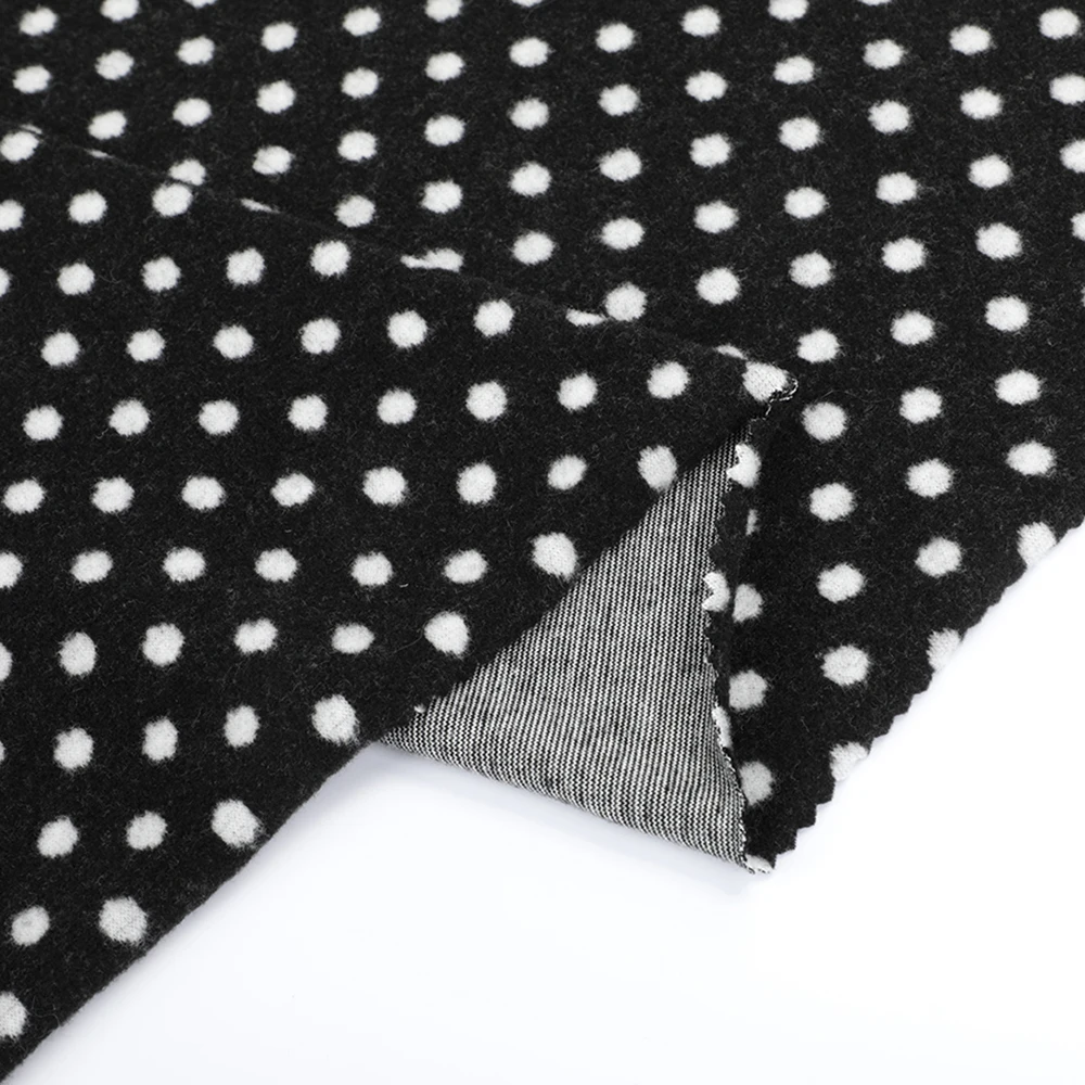 Luxury Super Soft Textile Yarn Dyed Dots RTN 25 Rayon 69 Polyester 6 Spandex Brushed Knit Roma Fabric for Dress