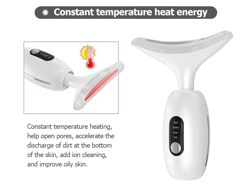 7 in 1skin tightening facial lift neck lift beauty device 3 colors led photon therapy facial whitening and neck lifting massager