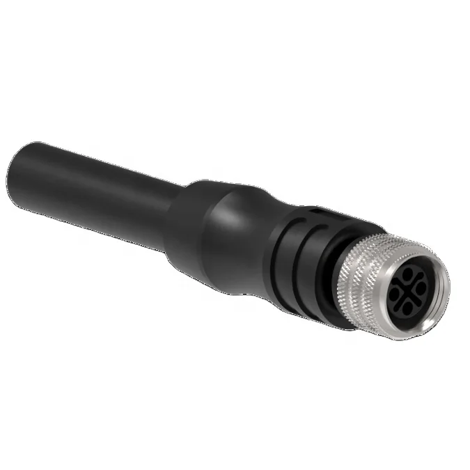 
GSEETECH IP67 M12 S-code Female Straight 90 Degree PRE-MOULDING cable power Connector With Shield Wire 