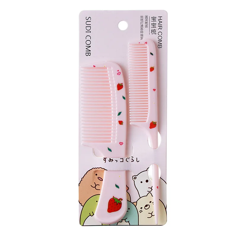 Cartoon 2Pcs/Set Child Girls Hair Styling Combs Set Cute Strawberry Pattern Print Kids Hair Brush Comb Wholesale