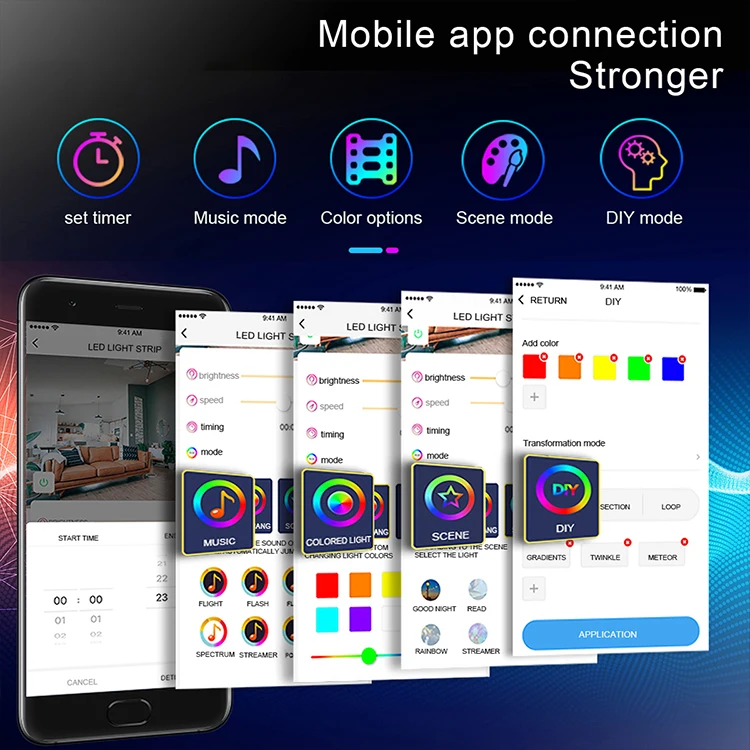 APP bluetooth Led Strip Lights 20m Rgb 5050 Smd Flexible Ribbon Waterproof Rgb Led Light 5m 10m 40 Key Wireless Controller