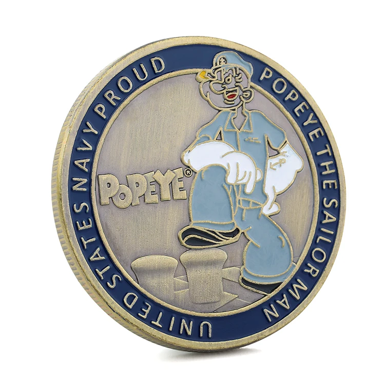 Cartoon mariner Popeye commemorative coin USN copper plate military coin US Navy commemorative coin
