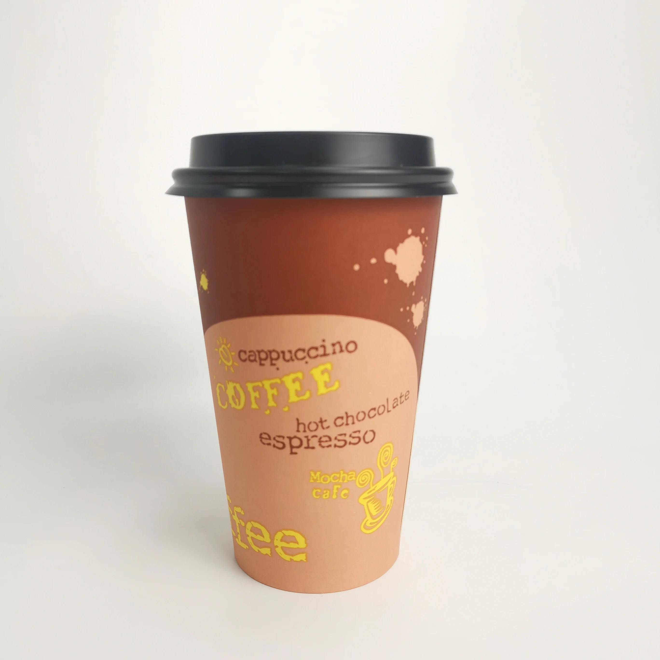Wholesale Customize Logo Design Paper Ripple /Single/Double Paper Coffee Cups with Lid