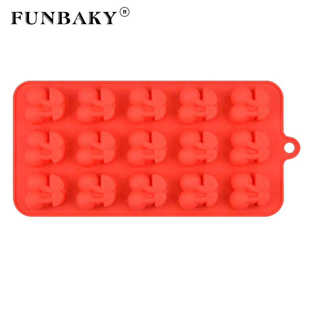 
FUNBAKY BPA free candy making tools cherry shape chocolate mould silicone DIY soft sweet gummy handmade tools 