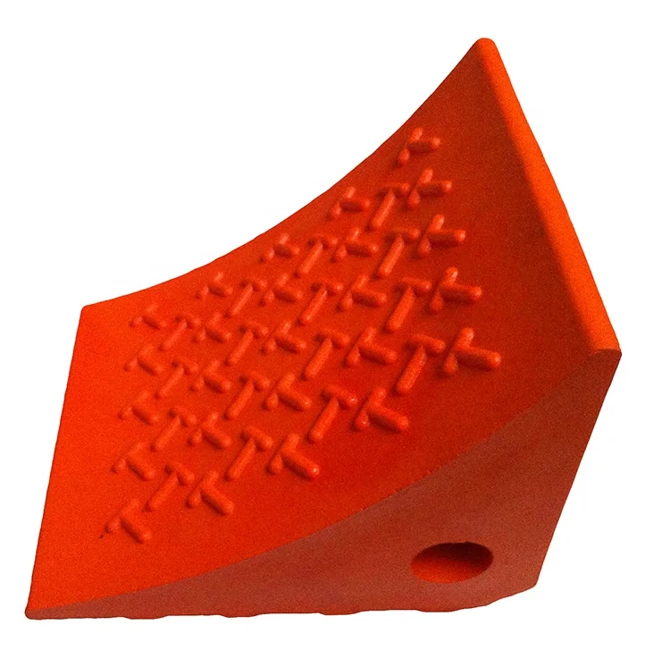 Orange PU Safety Urethane Wheel Chock For 5 Tons UWC01 Light Weight Car Trailer Truck Wheel Chocks