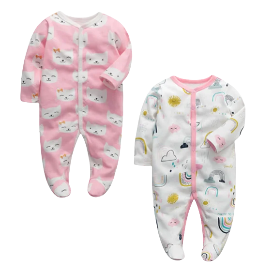 Wholesale Baby Girls Onesie Cotton Newborn Cartoon Pattern Summer Baby Clothes 6 to 9 Months Pajamas Toddler Clothes