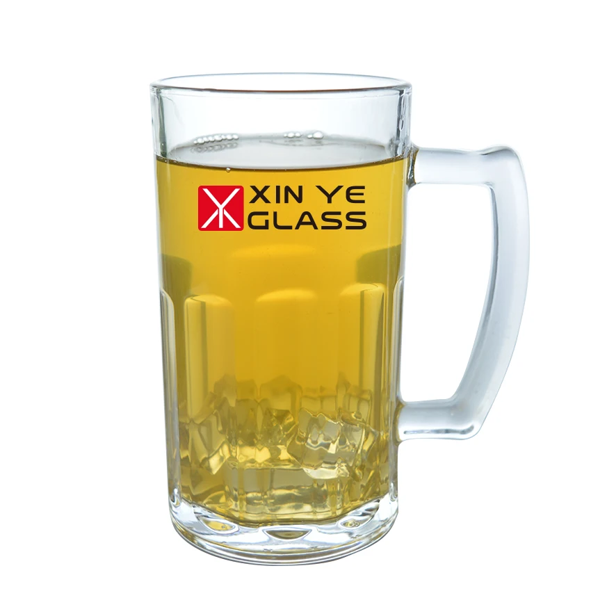Factory wholesale  20 OZ large capacity drinking funny beer glass with on the glass mug  high-end logo