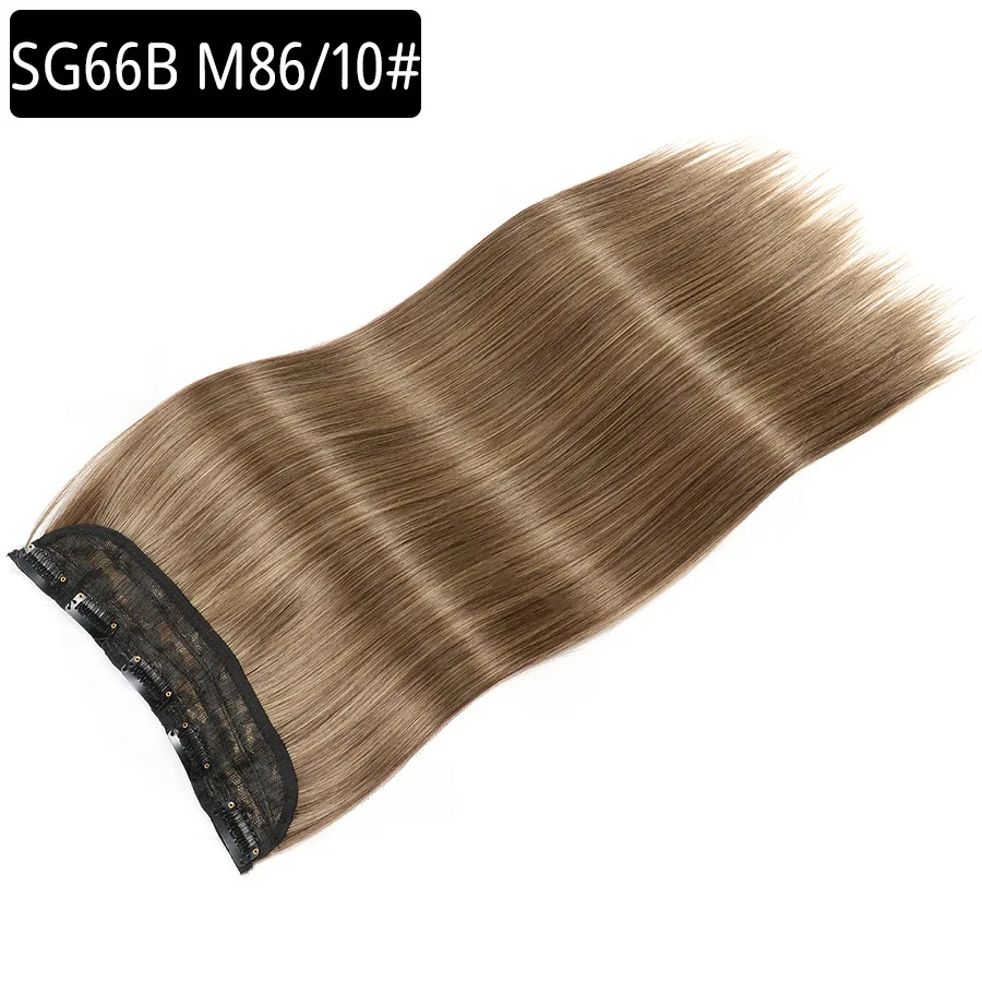 stock Synthetic Heat Resistant Fiber hair extension , Silky Straight 5 clips on one piece  clip in synthetic hair Extensions