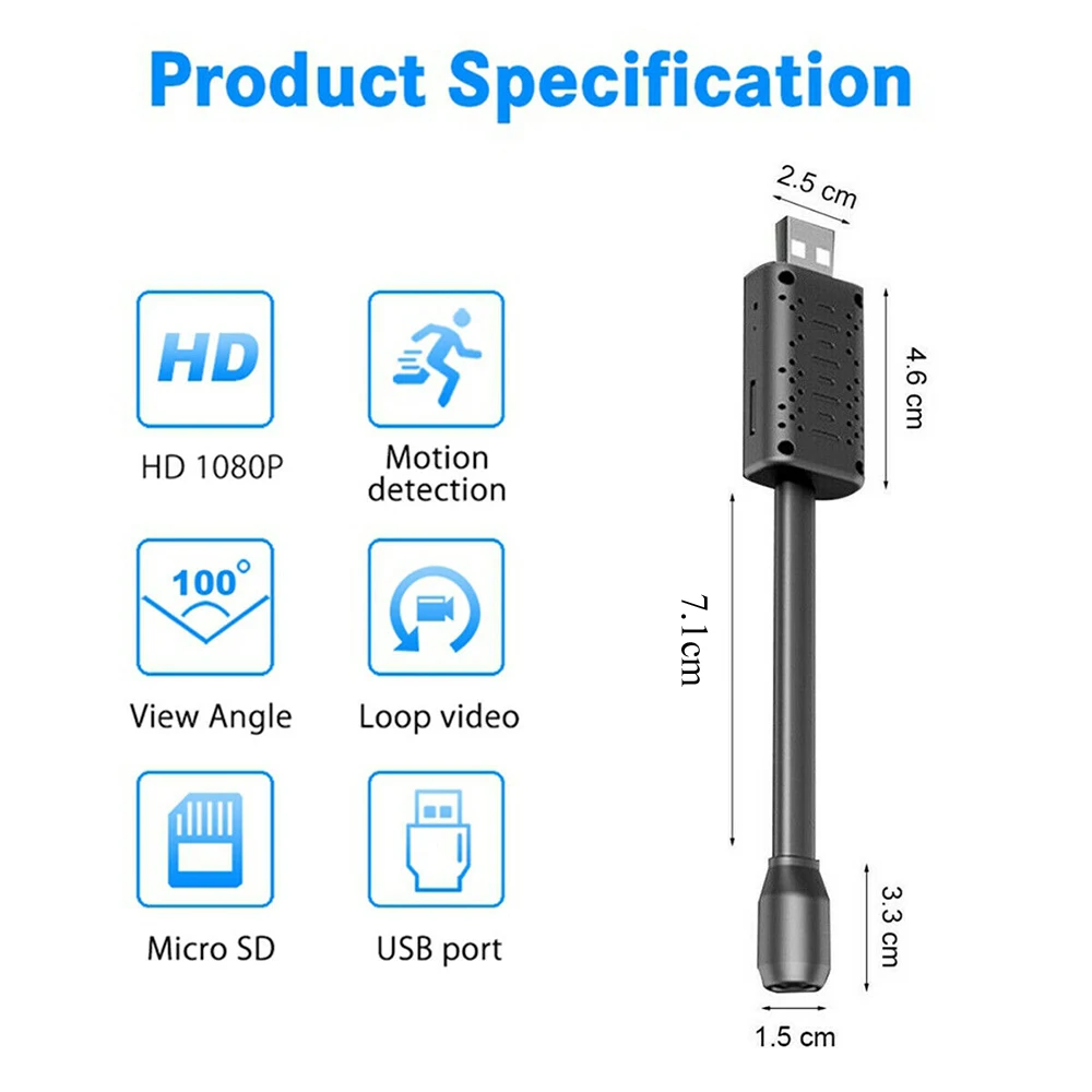  Внутренняя CMOS FULL HD USB WIFI шпионская камера Скрытая 128GB 1920X1080P 4K SMART NET секретная