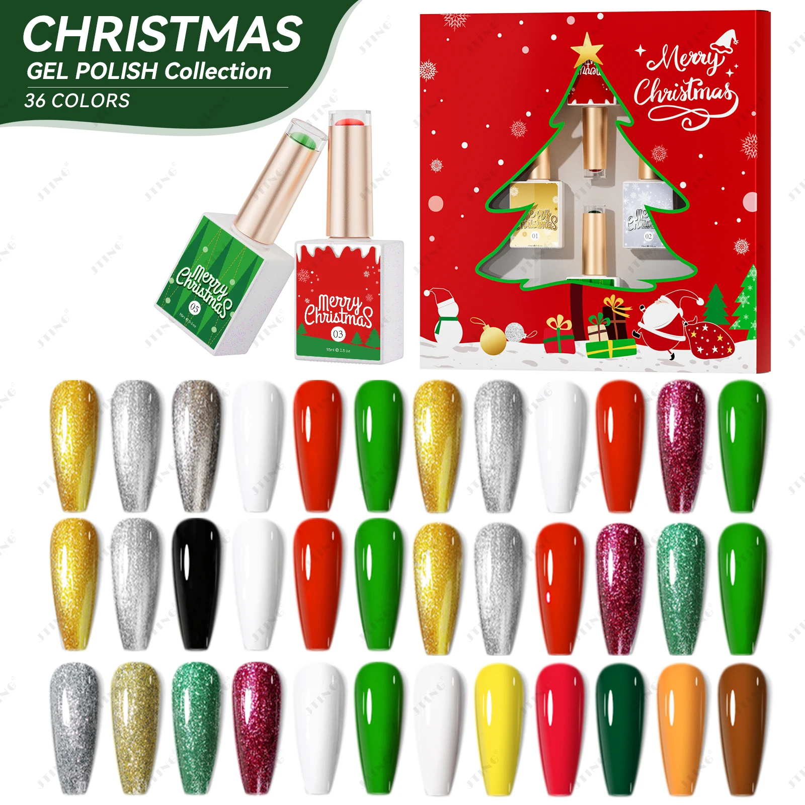 JTING New design Christmas gel polish collection 6 colors set box OEM custom unique private label nail polish supplies