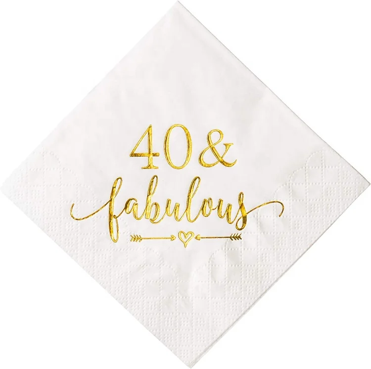 40 And Fabulous Cocktail Napkins Gold for Women 40th Birthday Decorations 40th Birthday Bevergae Dessert Table Supplies