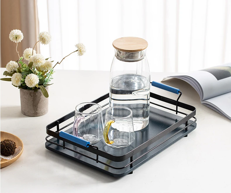 Bamboo serving tray customization with metal handles home decoration bamboo trays