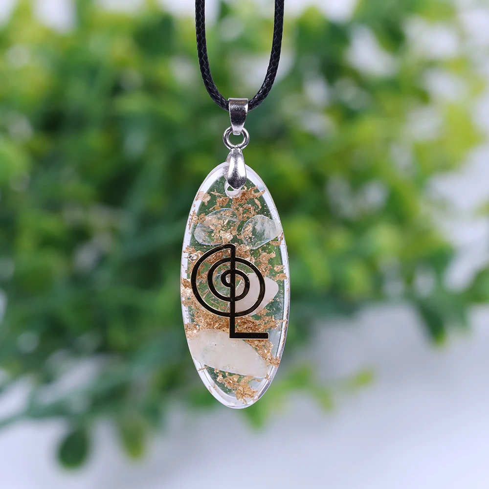 Crystal Necklace Waterdrop Shaped Orgonite Necklace With Cho Ku Rei Symbol Jewelry Orgone Pendant