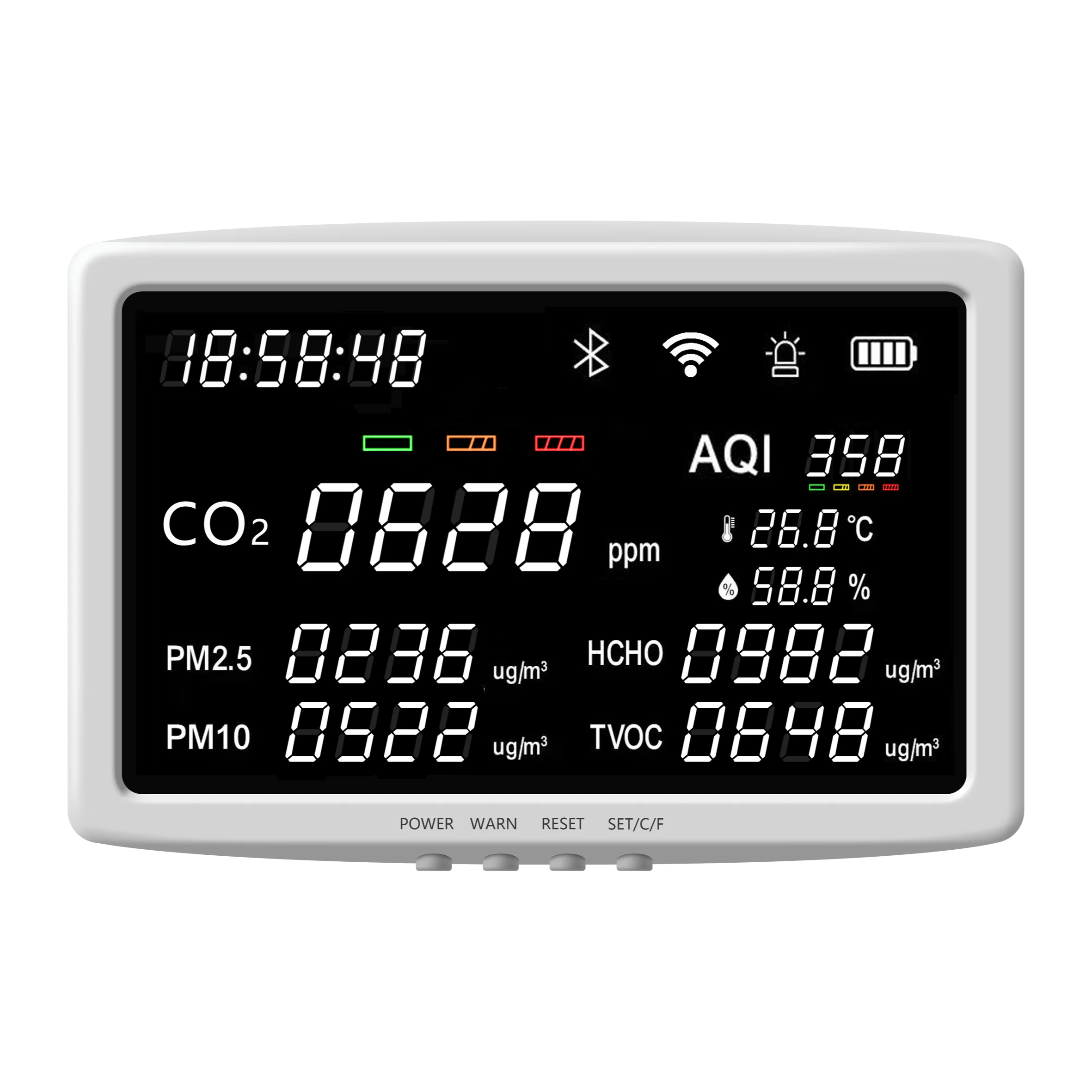 Newest smart air quality monitor and IoT controller for home school gym office greenhouse portable gas detectors