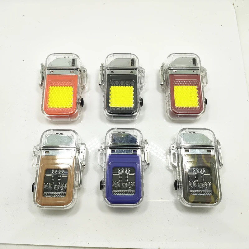 Transparent Shell Waterproof Double Arc COB Lighting Type-C Charging Multifunctional Qutdoor Windproof USB Electric Lighter