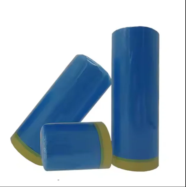 LongTai Oem 110cm*25m Auto Paint Plastic Pre-Taped Masking Film With Masking Tape