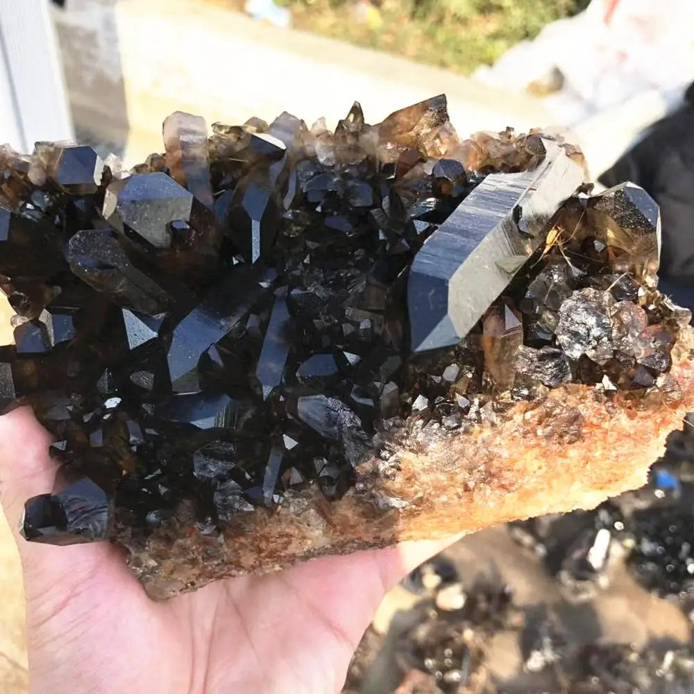 Wholesale natural raw smokey quartz tea crystal cluster for decoration