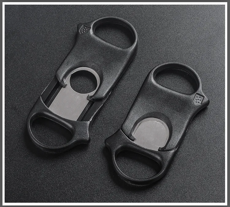 custom Logo Mini 20mm ring Plastic Double Blades Guillotine Cutter Cigar Cutter Tools Mini Cigar Knife