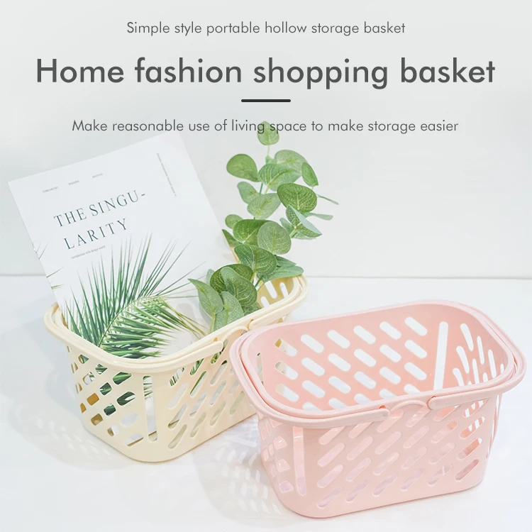 Factory Household Multifunction Portable Rectangle Bottle Jar Plastic storage basket with handle
