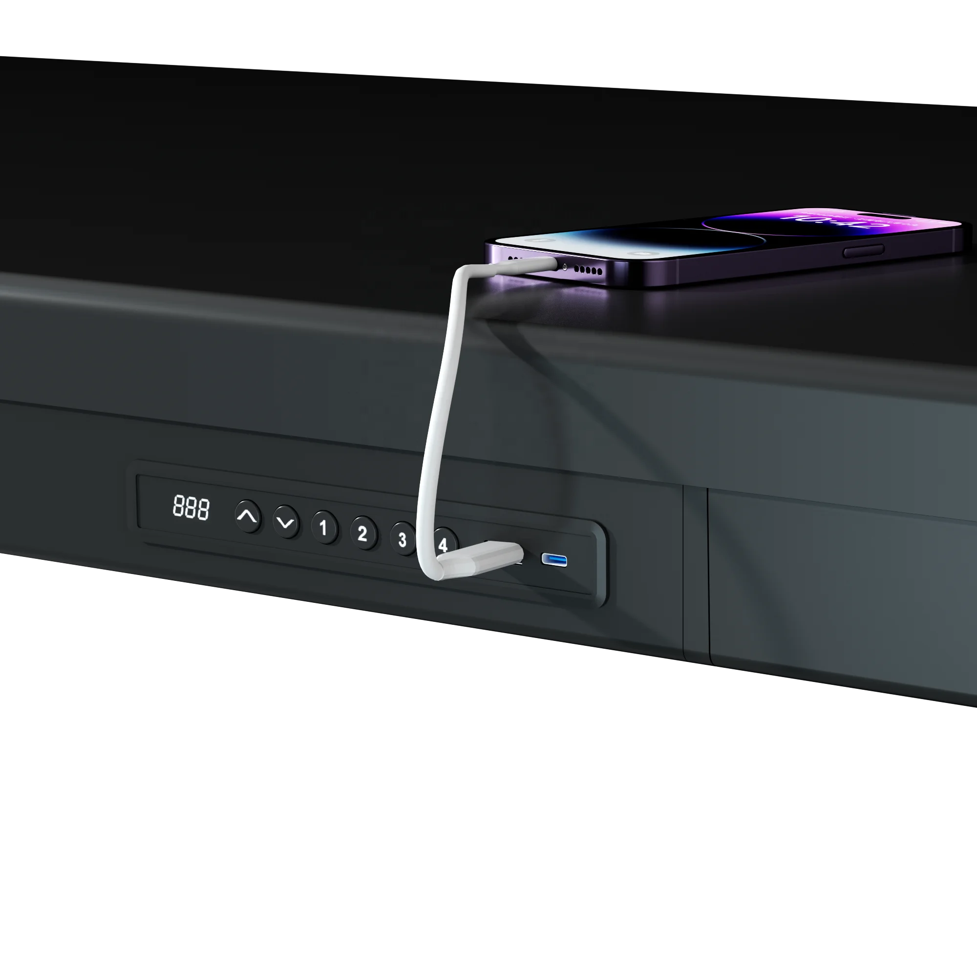 V-mounts electric quad-motor sit to stand executive desk dinner table with fast charging ports VM-JSD8-03-D