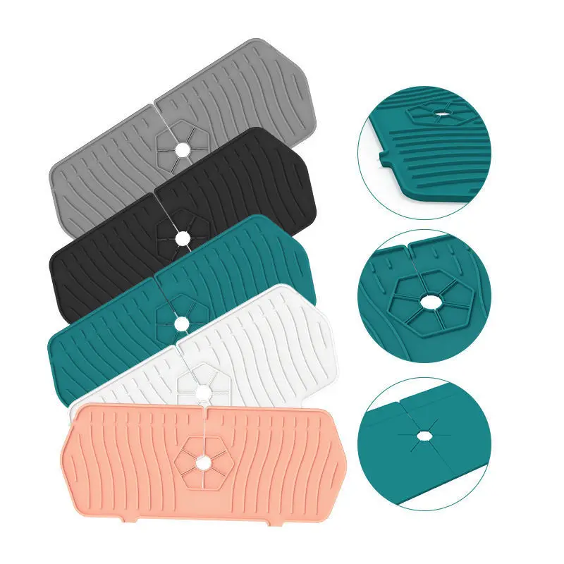 2023 Hot-selling Hot Silicone Faucet Handle Drip Catcher Tray Silicone Sink Faucet Mat For Kitchen Sink Splash Guard