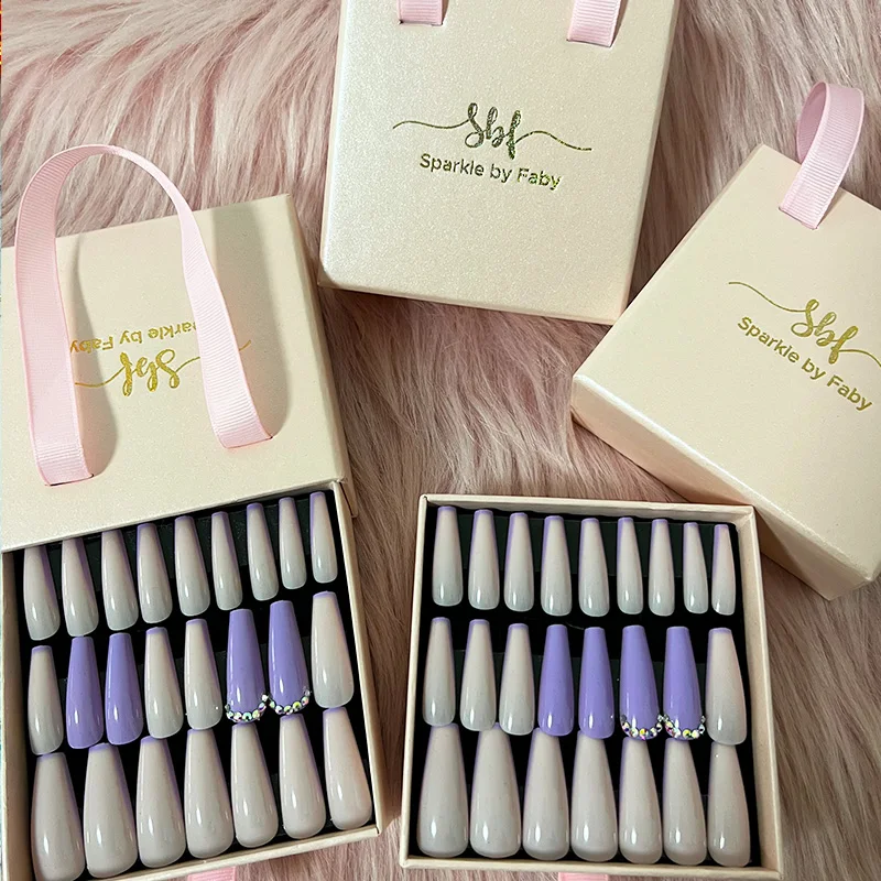 Искусственные накладные палец длинные ногти пресс для ногтей, для нанесения с помощью клея упаковка по индивидуальному заказу накладные ногти