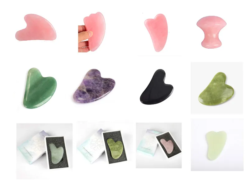 100% real natural massage heart amethyst gua sha stone