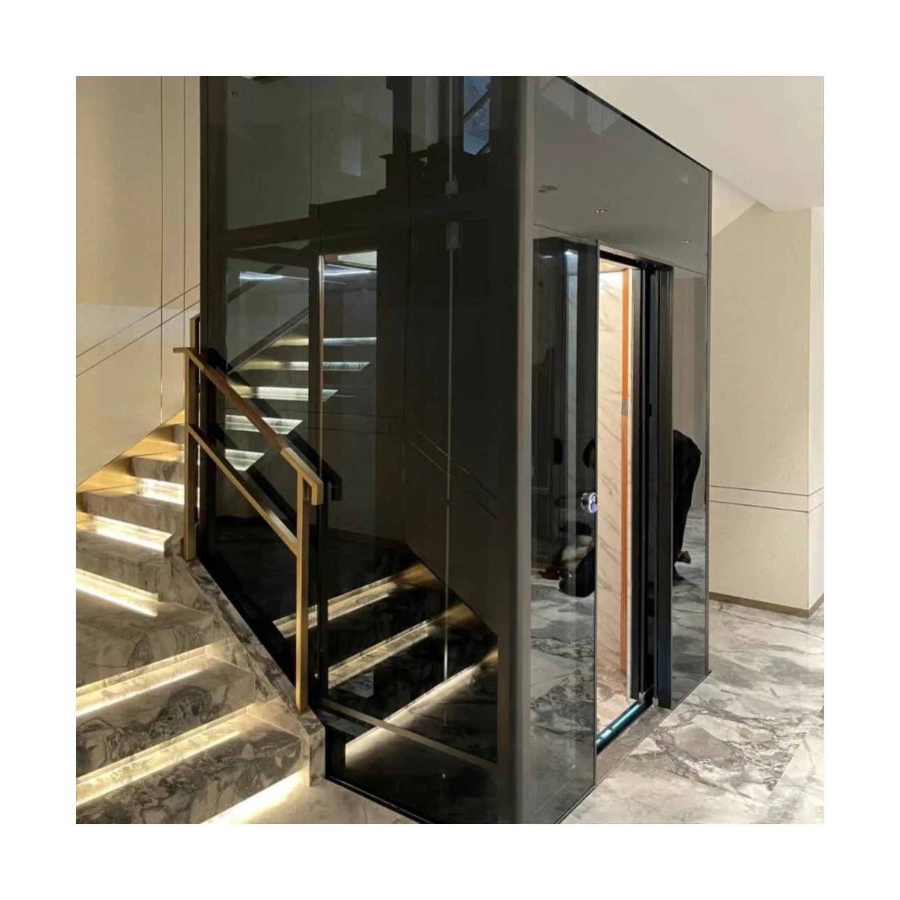 Small Household Elevator Indoor and Outdoor Simple and Silent Household Two-story and Three-story Villa Elevator Duplex Sightsee
