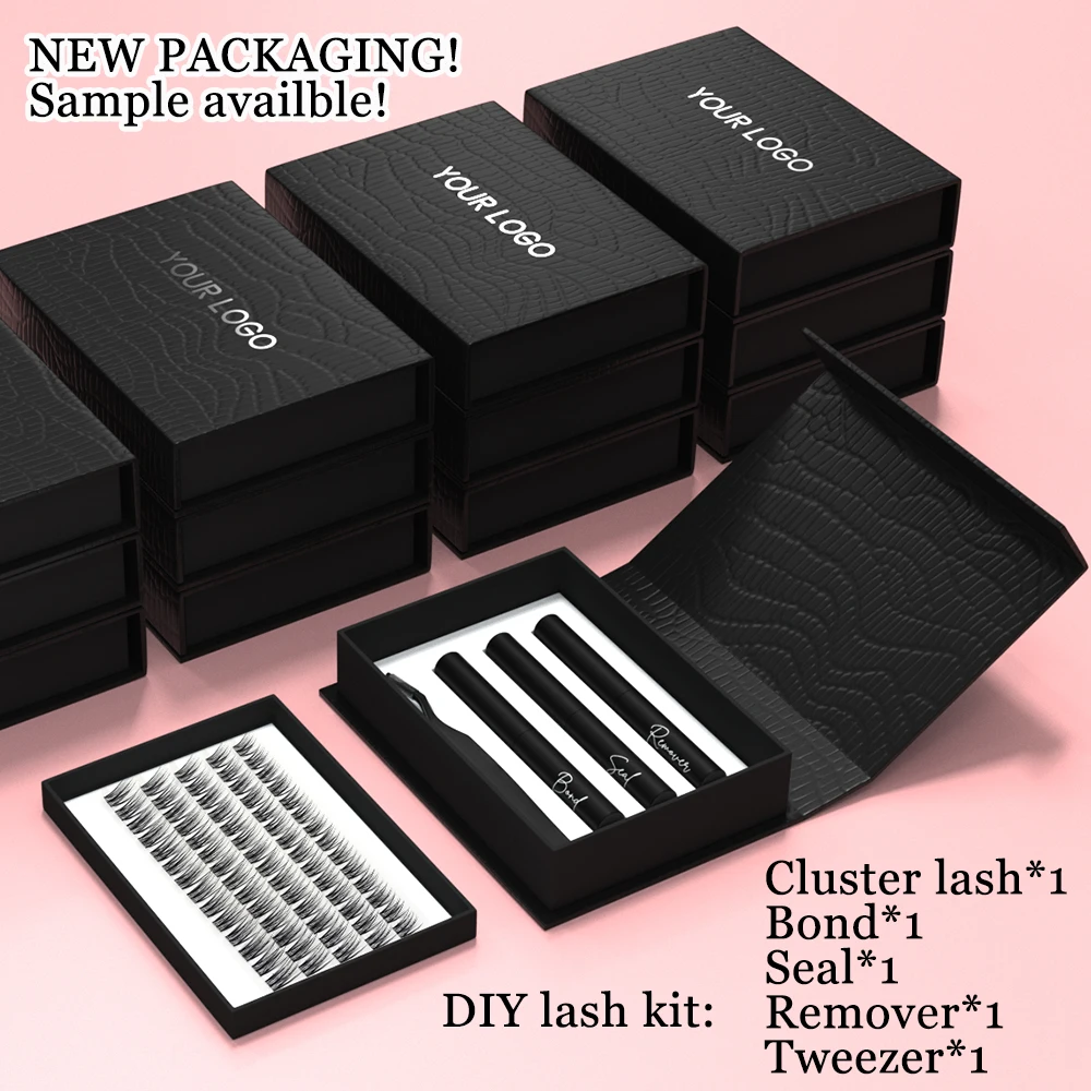 Private Label Cluster Segment Eyelash Bond and Sealer C D Curl DIY Lash Extension Kit Lash Clusters Wholesale