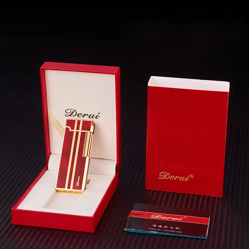 2023 Derui 6105 Thin Portable Gas Lighter Open Flame Grinding Wheel Gift Lighter