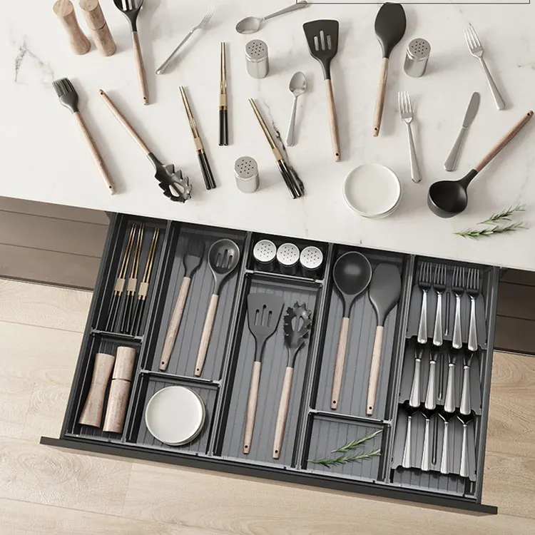 basket  Aluminum Kitchen Cabinet Pull out Drawer Basket Kitchen storage drawer system cutlery tray