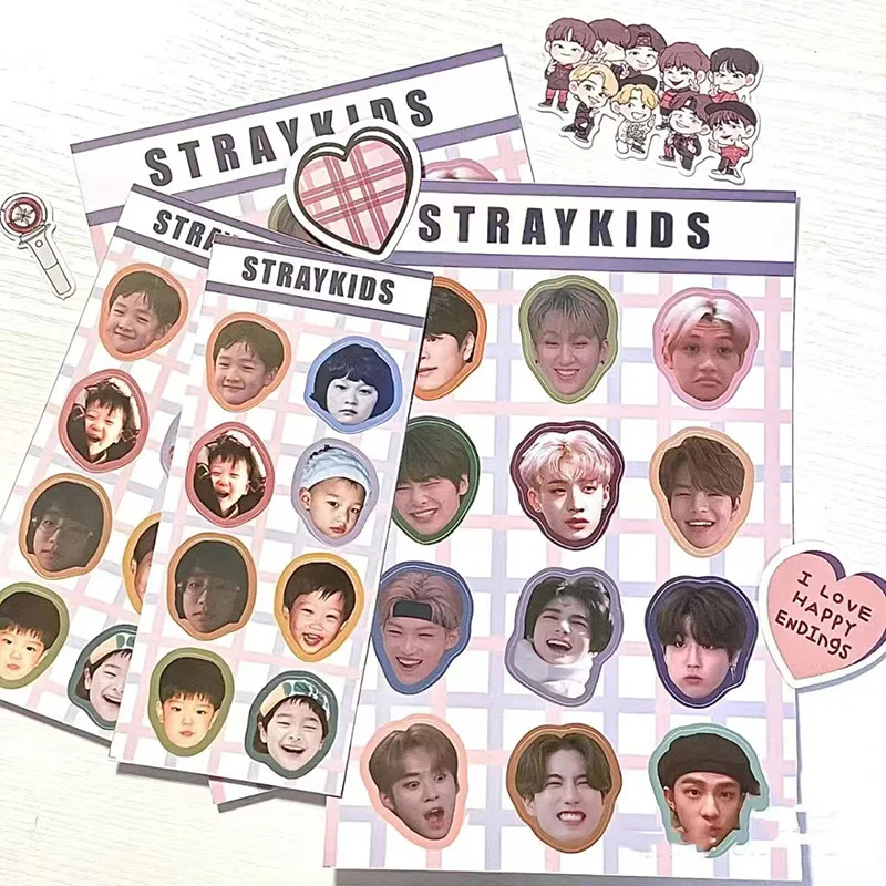 Popular Holographic Star Sticker Head Laser flash film Cute shape kpop idol decal all cut self-adhesive  Paster