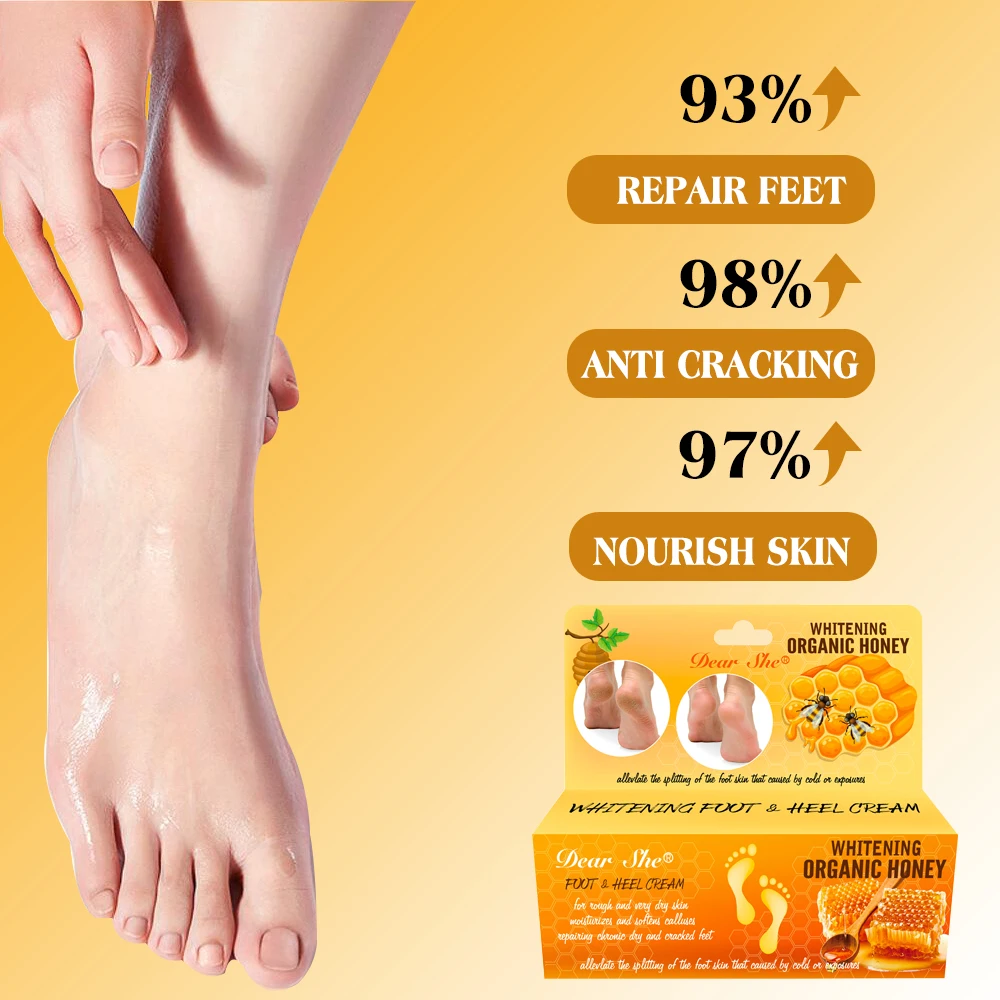 Private Label Dear She Whitening Organic Honey Essence Foot Heel Cream Moisturizing Softens Calluses Repairing Nourishing Skin