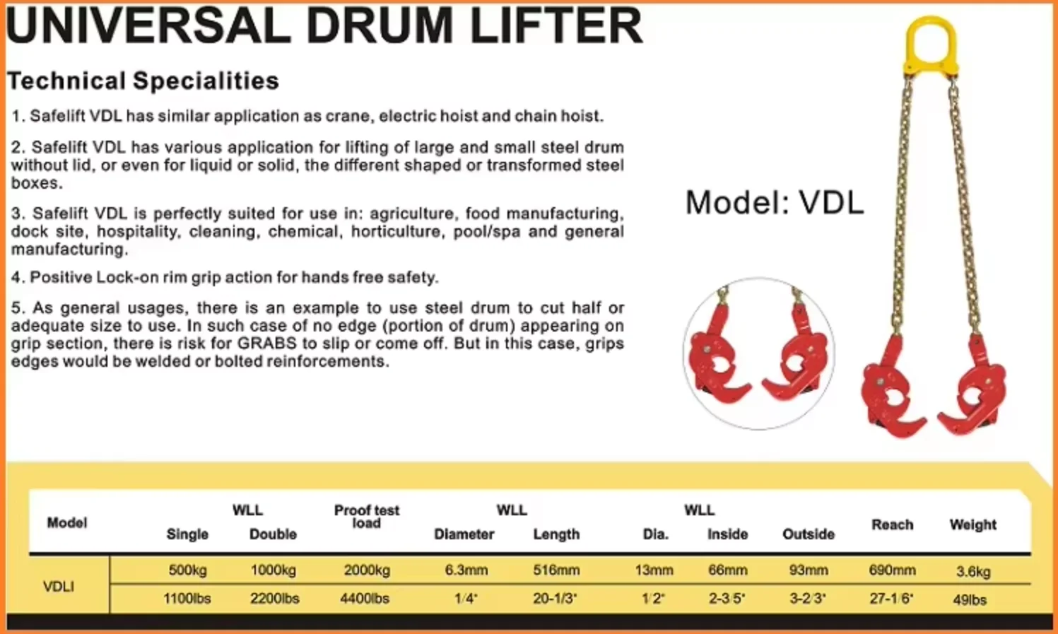 vertical drum clamp barrel lift drum lifter universal oil grab oil drum lifter clamp with chain