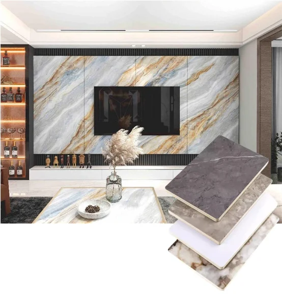 Co-Extrusion Pet Marbled Bamboo Charcoal Fiber Flat Wall Panel WPC Wood Veneer Wall Panel PVC Foam Board