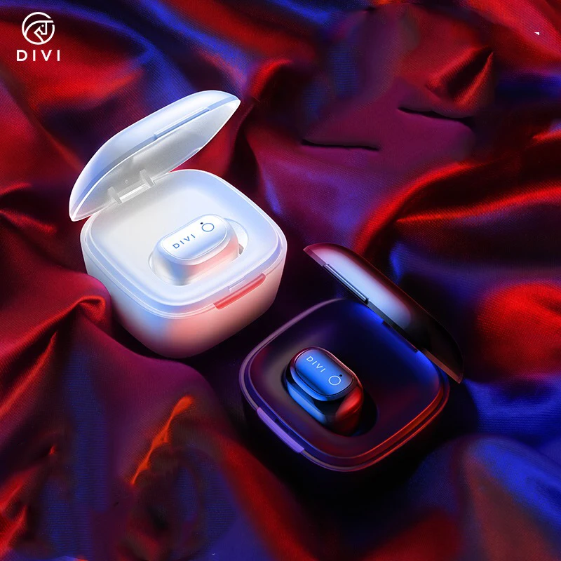 DIVI Mini Wireless Earphone Hidden Invisible Luxury Single Wireless Earphone With Charging Case