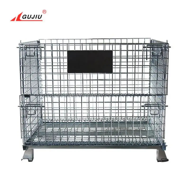 
Warehouse Mesh Electro-Zinc Wire Collapsible Welded Folding Steel Storage Cage Stackable Stillage 